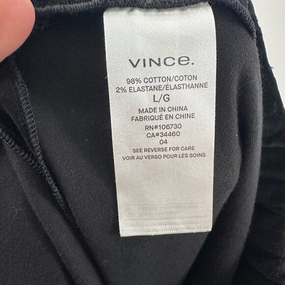 Vince Size L Velvet Pants Black Pull on Split Hem Ankle High Rise Crop - Picture 7 of 12